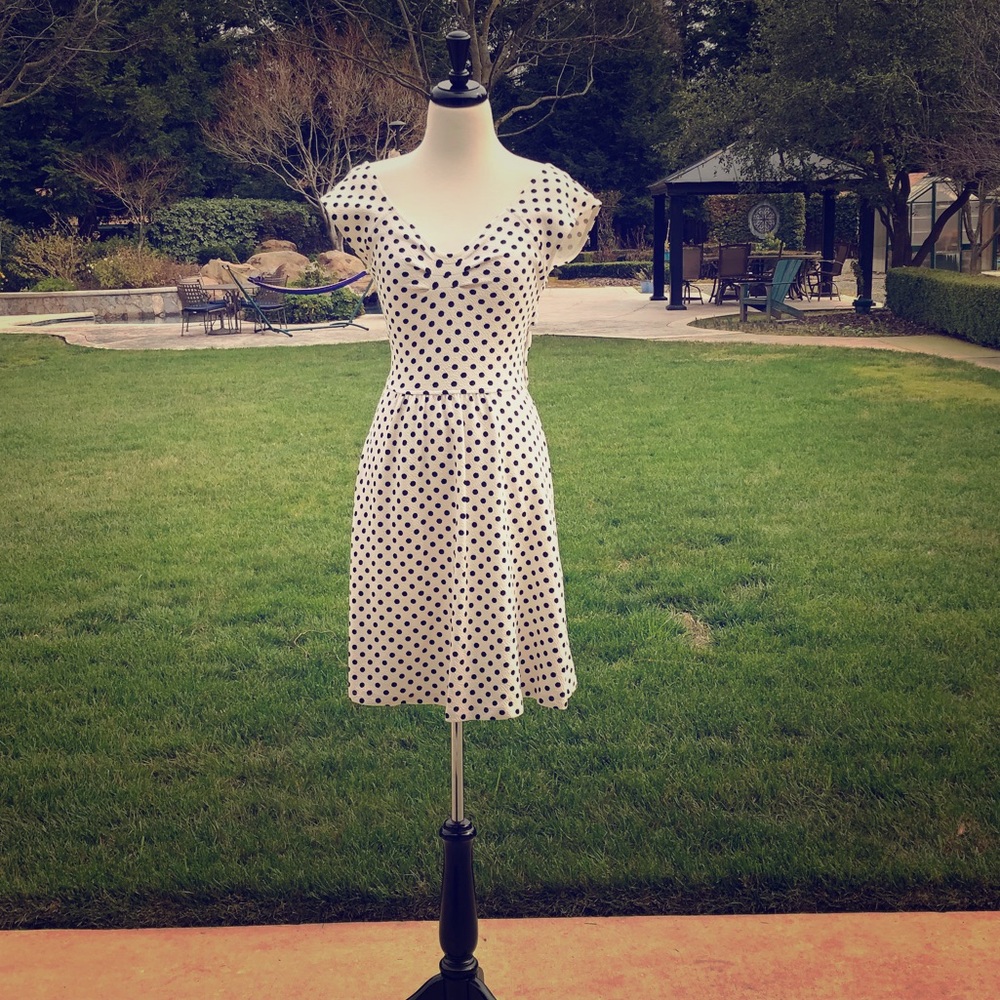 NWT Anthropologie Cross-Back Polka Dot Dress